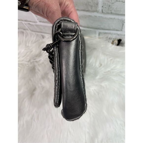 Kate Landry Plaid Silver Pattern Metal Studs Animal Print Inside Shoulder Bag - Picture 4 of 13